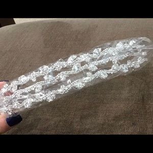 3 row fancy crystal headband silver rhinestone